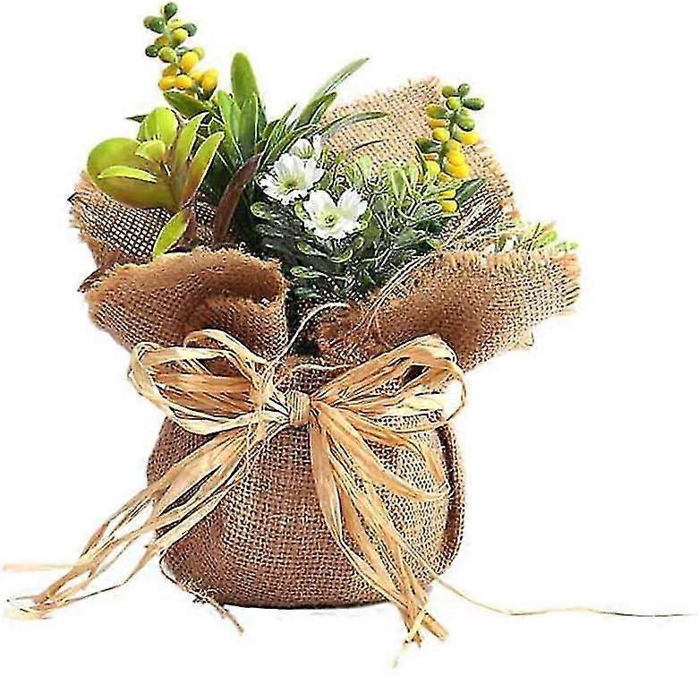 Simulation Flowerpot Potted Plants with Burlap Decorative Artificial Plants for Home