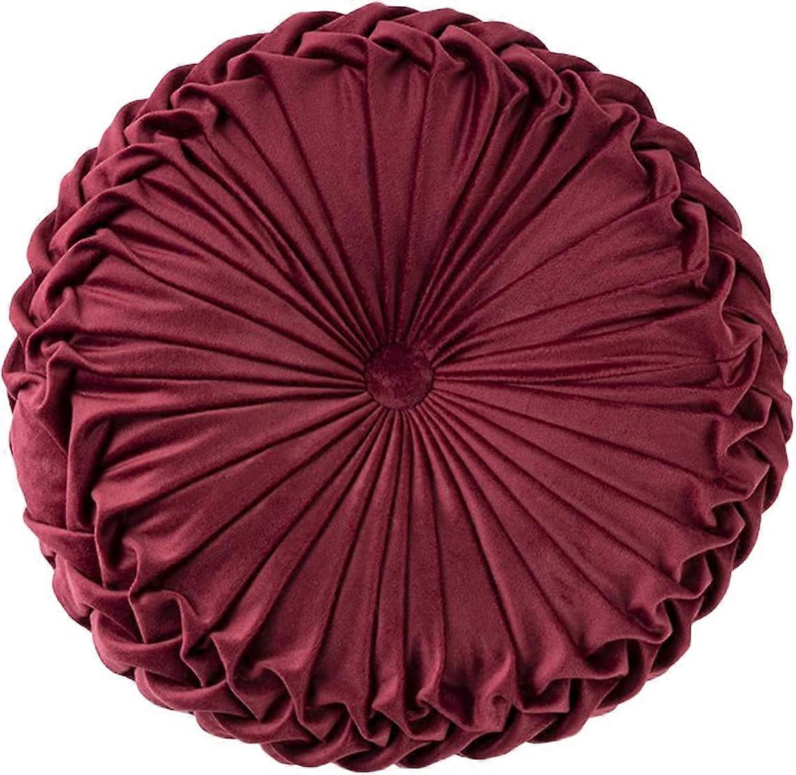 Cuscino per divano Cuscino decorativo in velluto rotondo 3D zucca per divano letto Sedia da letto Pavimento 15 "X15", vino rosso