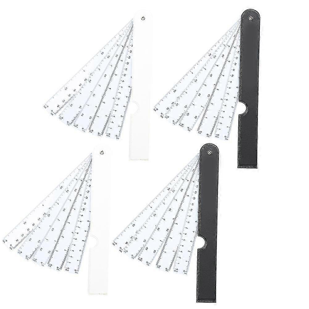 Foldable Architect Tool Plastic Drafting Scale Ruler with Multifunctional Fan Design (4pcs)