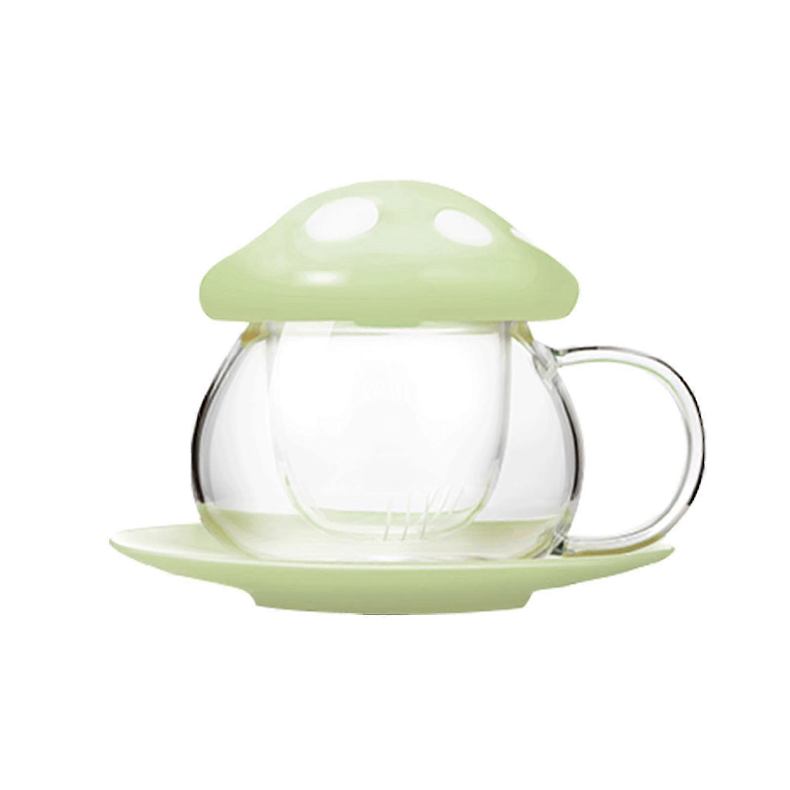 Ceramic Glass Filter Tea Cup Set with Cute Mushroom Shaped Design