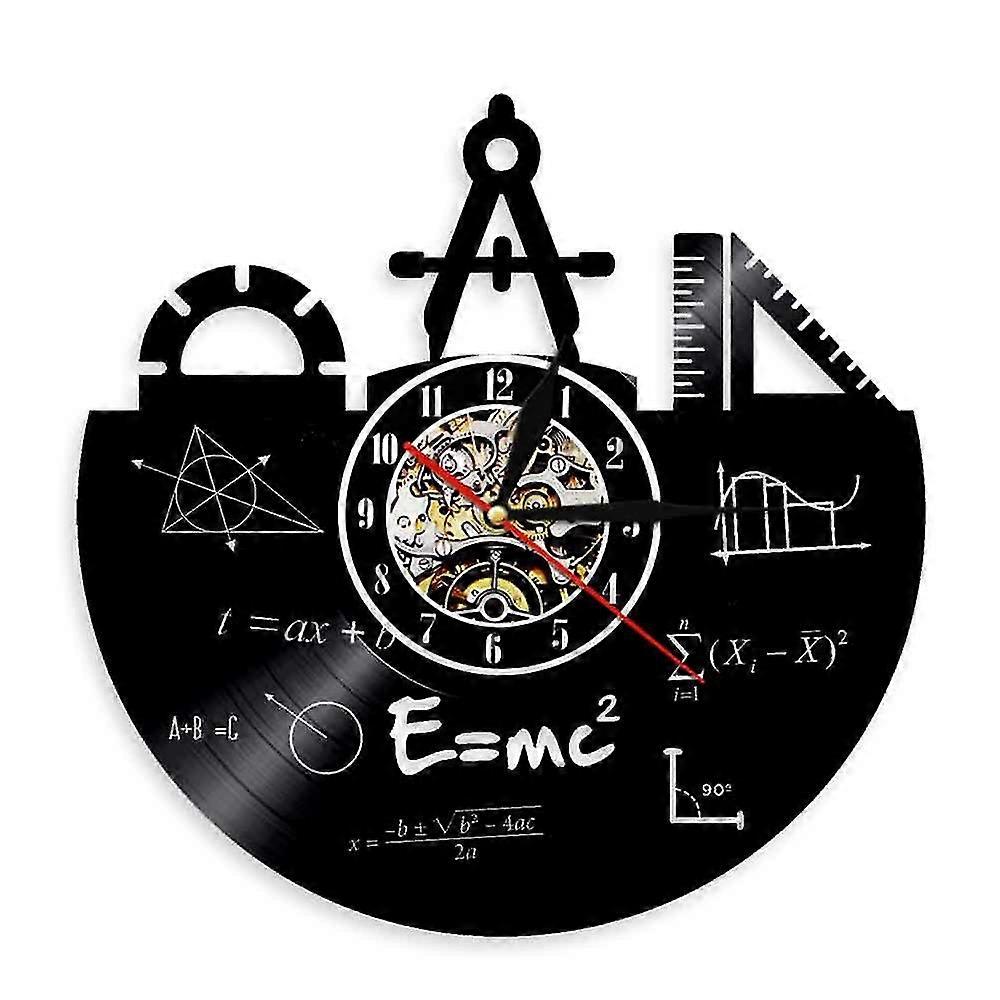 Math Formula Coordinate Equation Compass Art Vinyl Vinyl Record Wall Clock Teaching Formula Theorem Clock