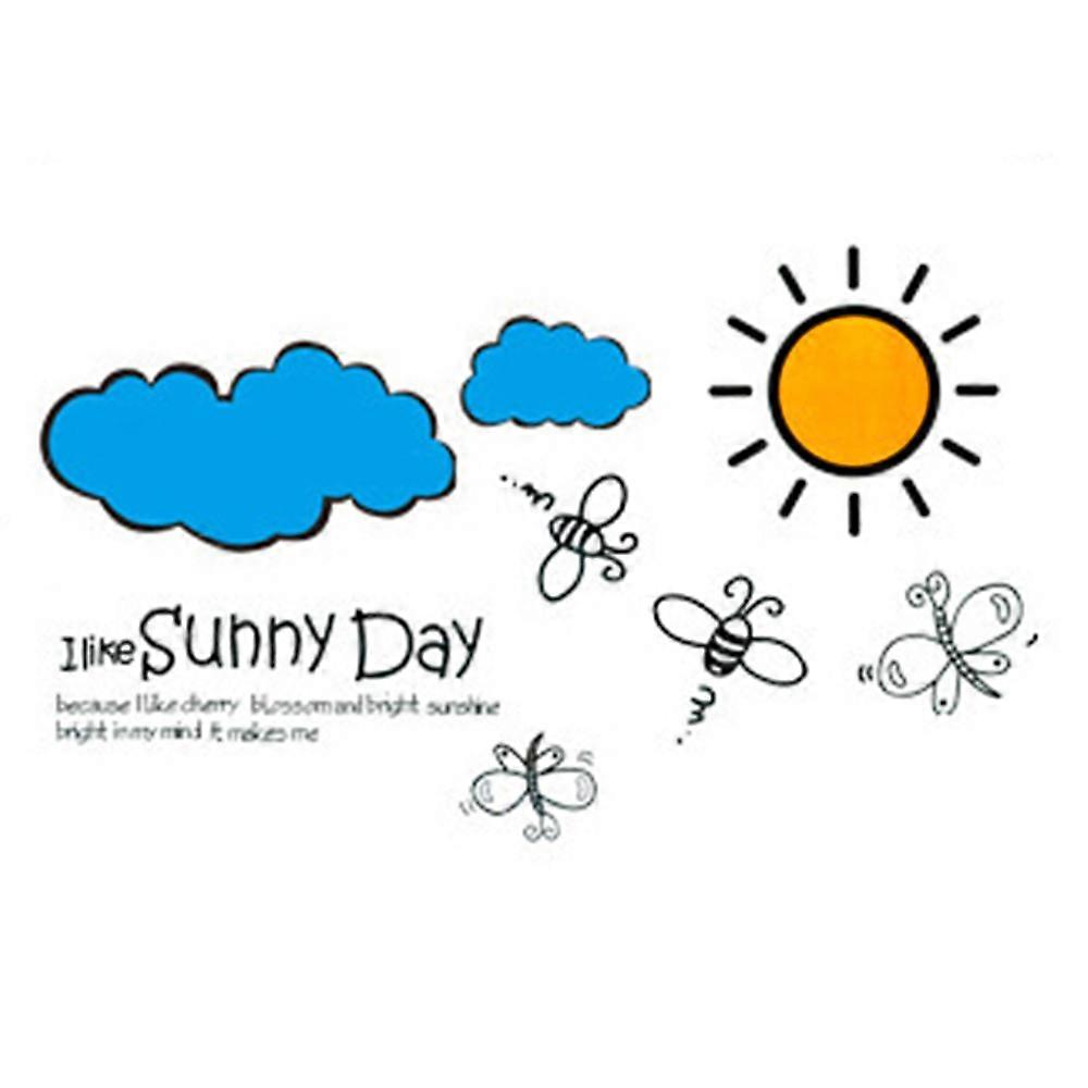 Wallpaper Wall Sticker Blue Sky White Clod Sun