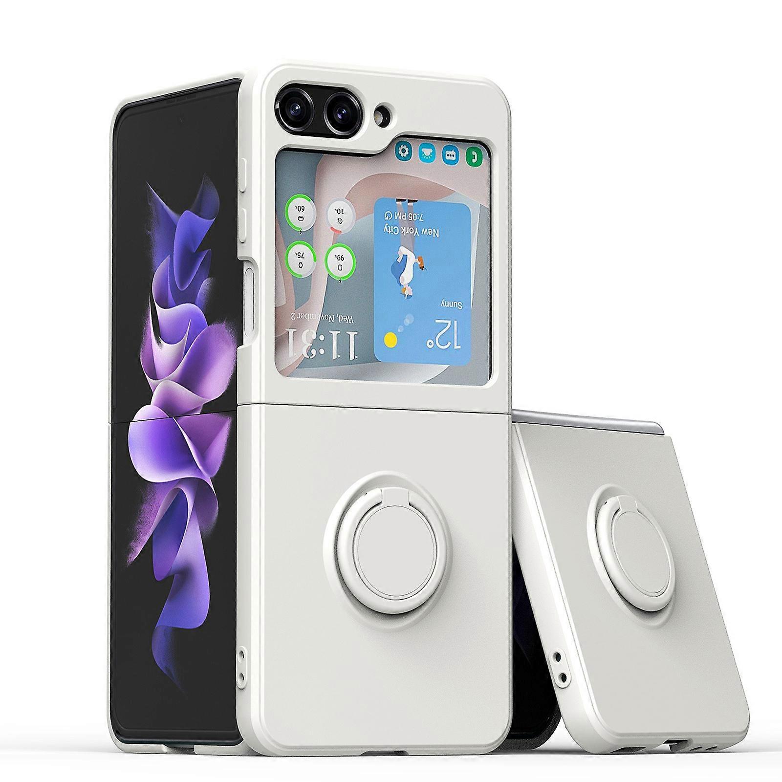 for Samsung Galaxy Z Flip 6 Case, Slim Liquid Silicone Ring Kickstand Soft Anti-Scratch Microfiber Lining Protection Bumper Case for Galaxy Z Flip 6