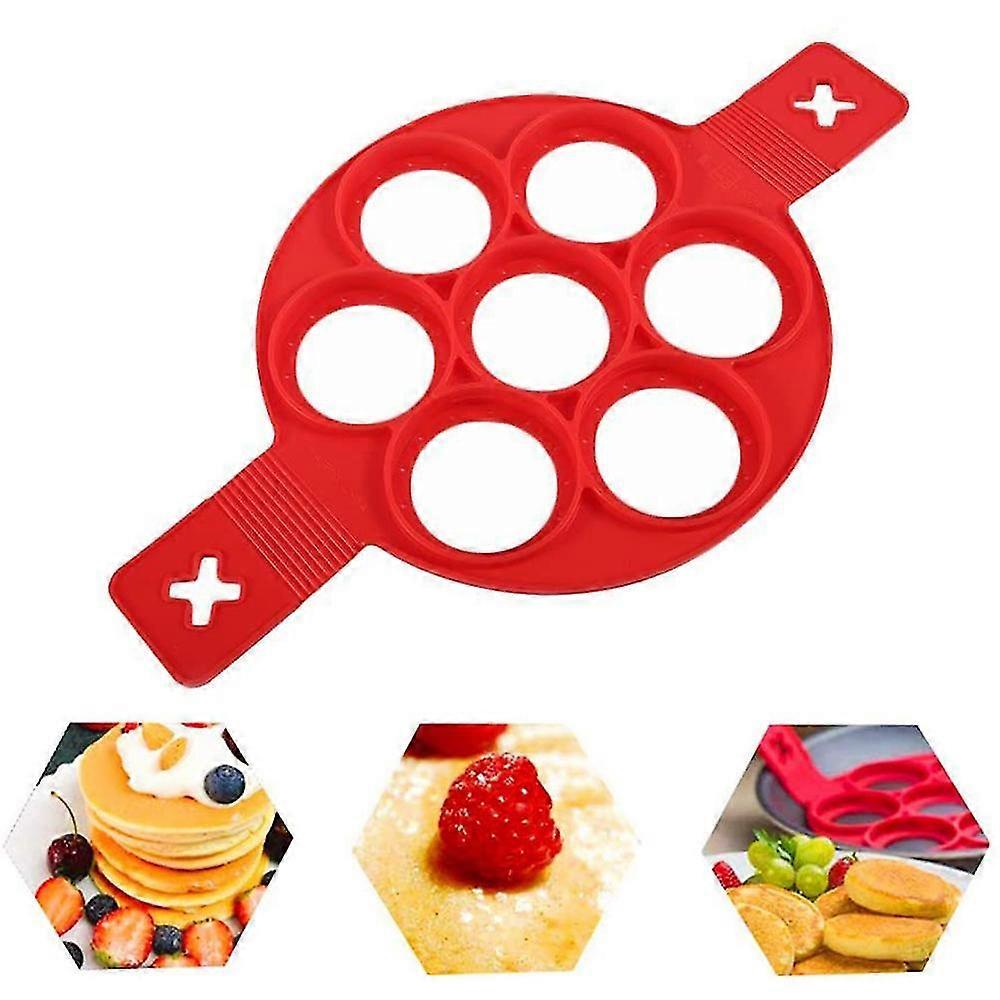 7 Holespancake Molds Ring Fried Egg Mold Reusable Silicone Non Stick Pancake Maker Egg Ring Quickly Make A Egg