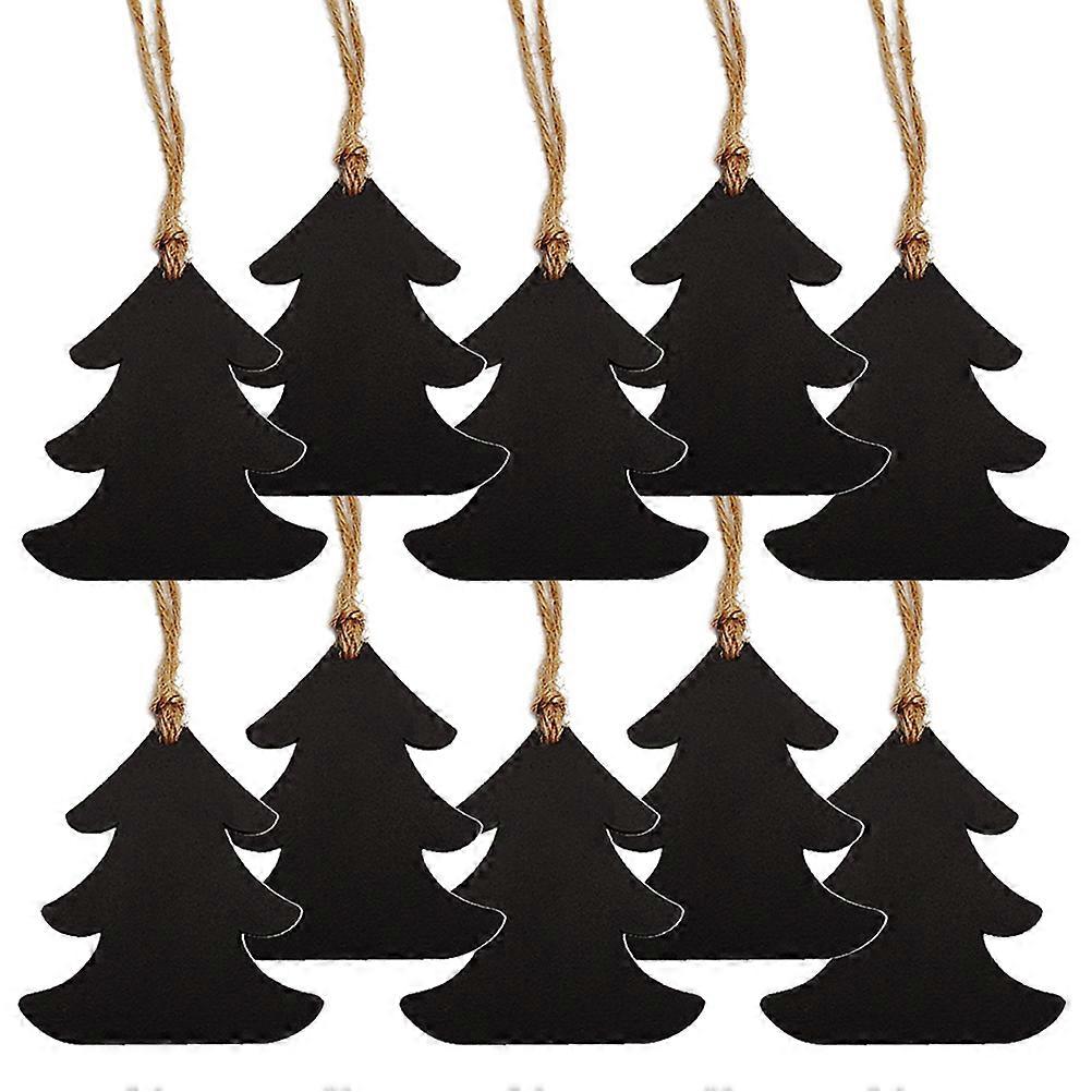 10pcs Noël Blackboard Doule Side Blackboard Christmas Tree Twine Pendentif Message Décoratif Pendentif Suspendu