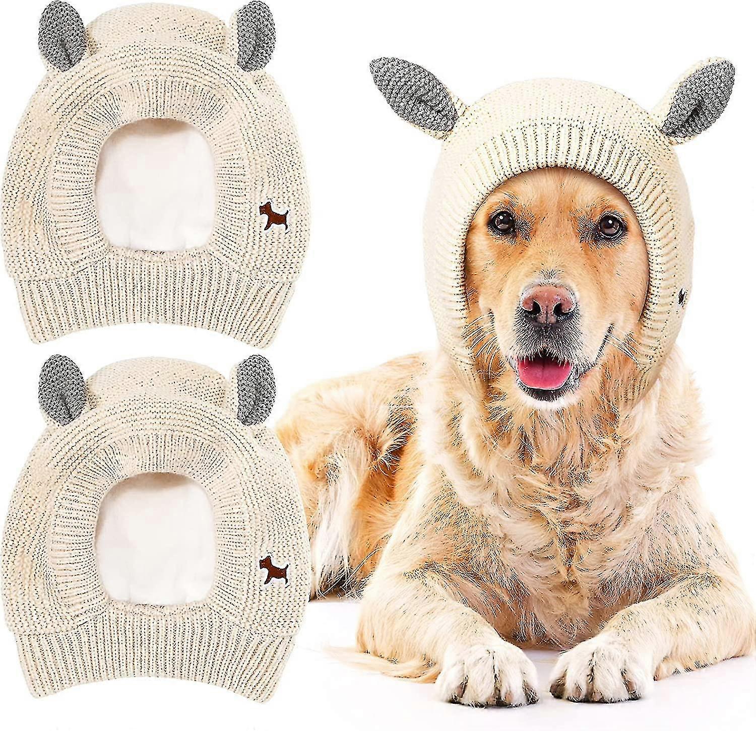 2 Pcs Dog Knitted Hats Pet Quiet Ears Warm Dog Ears Cover Noise Protection Pet