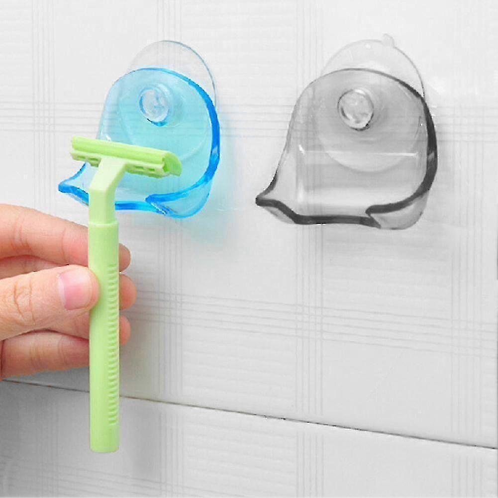 2pcs Plastic Suction Cup Type Razor Holder, Razor Holder Bathroom Storage Rack