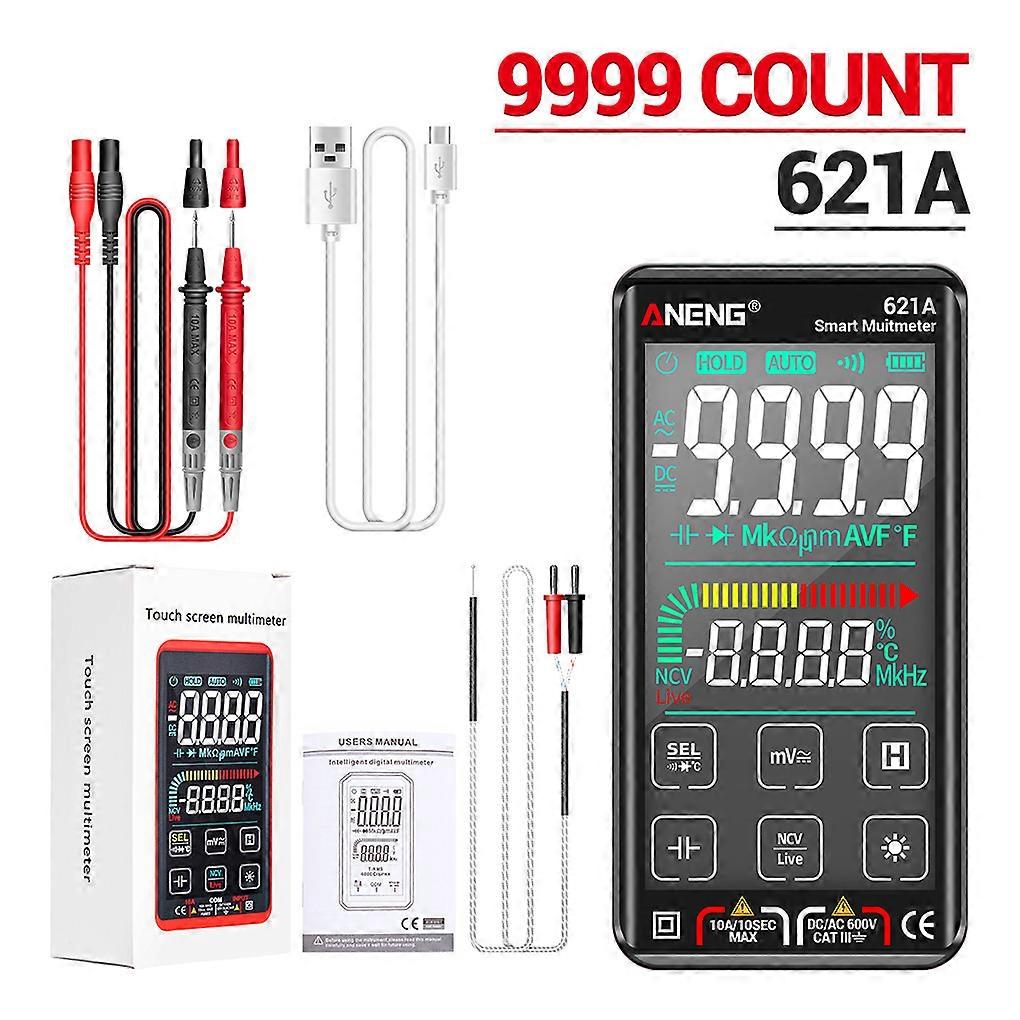 ANENG 621A Intelligent Digital Multimeter Touch Screen 9999 Counts Auto Range Rechargeable NCV Universal Meter Voltmeter Ammeter