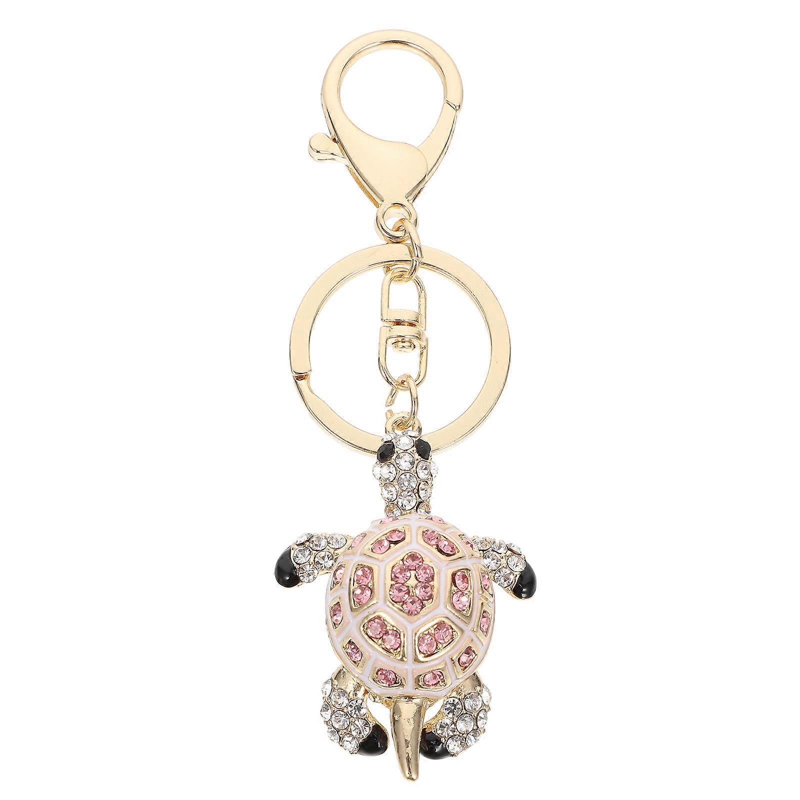 1pc Metal Diamond Encrusted Turtle Keychain Chic Tutle Shape Bag Pendant