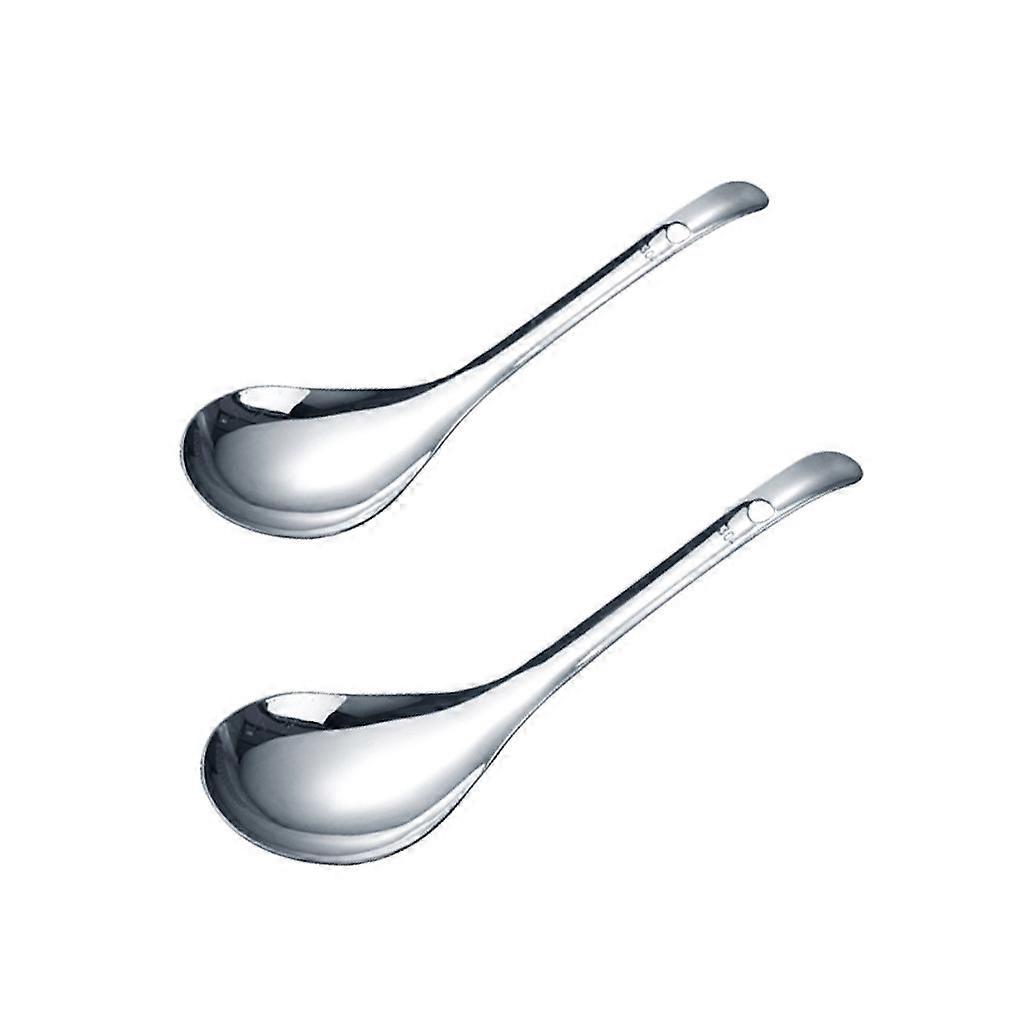2pcs Cutlery Set Tableware Tableware Spoons Stainless Steel Silver