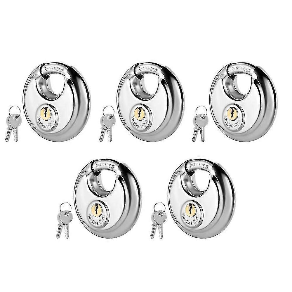 5-pack Disc Lock Padlock With Key,waterproof And Rustproof Storage Lock Ideal For Storage Unit Gate