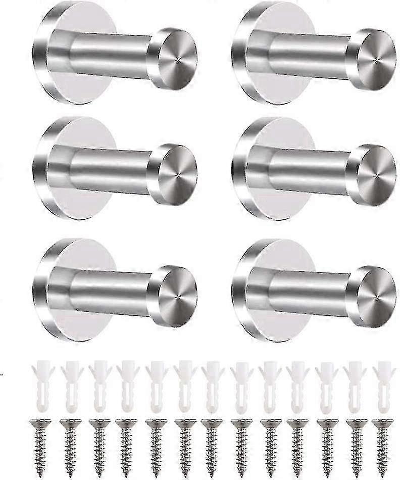 6 قطع الفولاذ المقاوم للصدأ الجدار الخيالة معطف الرف جولة الجدار هوك الفولاذ المقاوم للصدأ منشفة هوك الحمام رداء هوك مع المسمار ووتد لقبعة أردية الحمام بيدرو