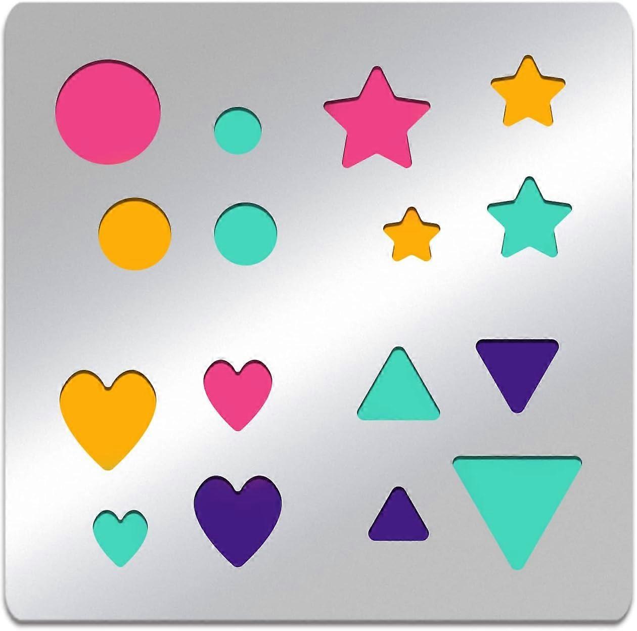 Geometric Pattern Stainless Steel Stencils Template Heart/Round/Star/Triangle Metal Journal Stencils for Wood Burning Pyrography and Engraving Scrapbo