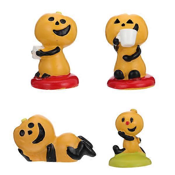 4Pcs Artificial Resin Pumpkin Ornaments Halloween Desktop Decorations (Assorted Color)