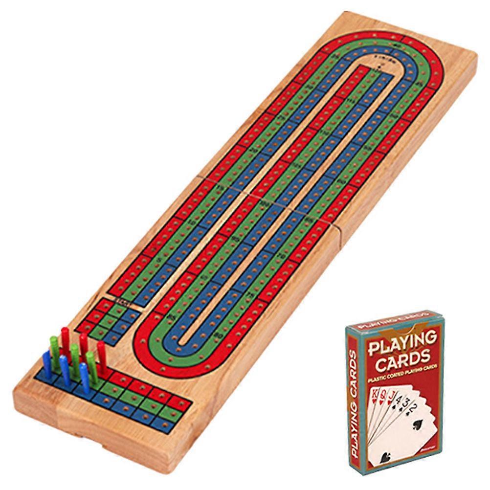1 Satz Cribbage Brett Tisch Spiel Massivholz Party Brett Spiel Brett Cribbage Karten Brett 37.5x9.5cm