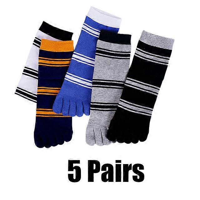 5 זוגות גברים' s גרבי חמש אצבעות מפוספסות גרבי בוהן מזדמנים אופנתיים גרבי קרסול באיכות גבוהה -5 זוג, גודל EUR 39-45