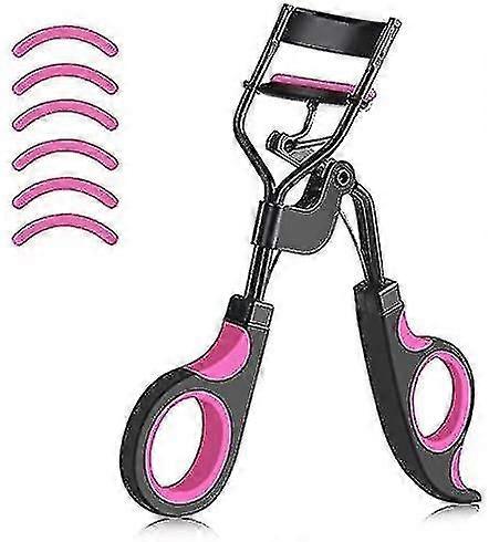 まつげカーラー、まつげカーラーハンドル6シリコン詰め替えパッドまつげピンセット化粧品メイクアップカーリングツールバイオレットブラック