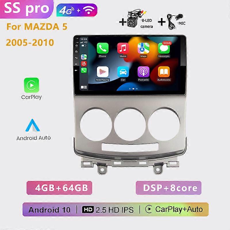 2 din Android 10 Car Radio Multimedia player Stereo Player GPS Navigation WIFI Carplay Auto for old Mazda-Mazda 5 2005-2010