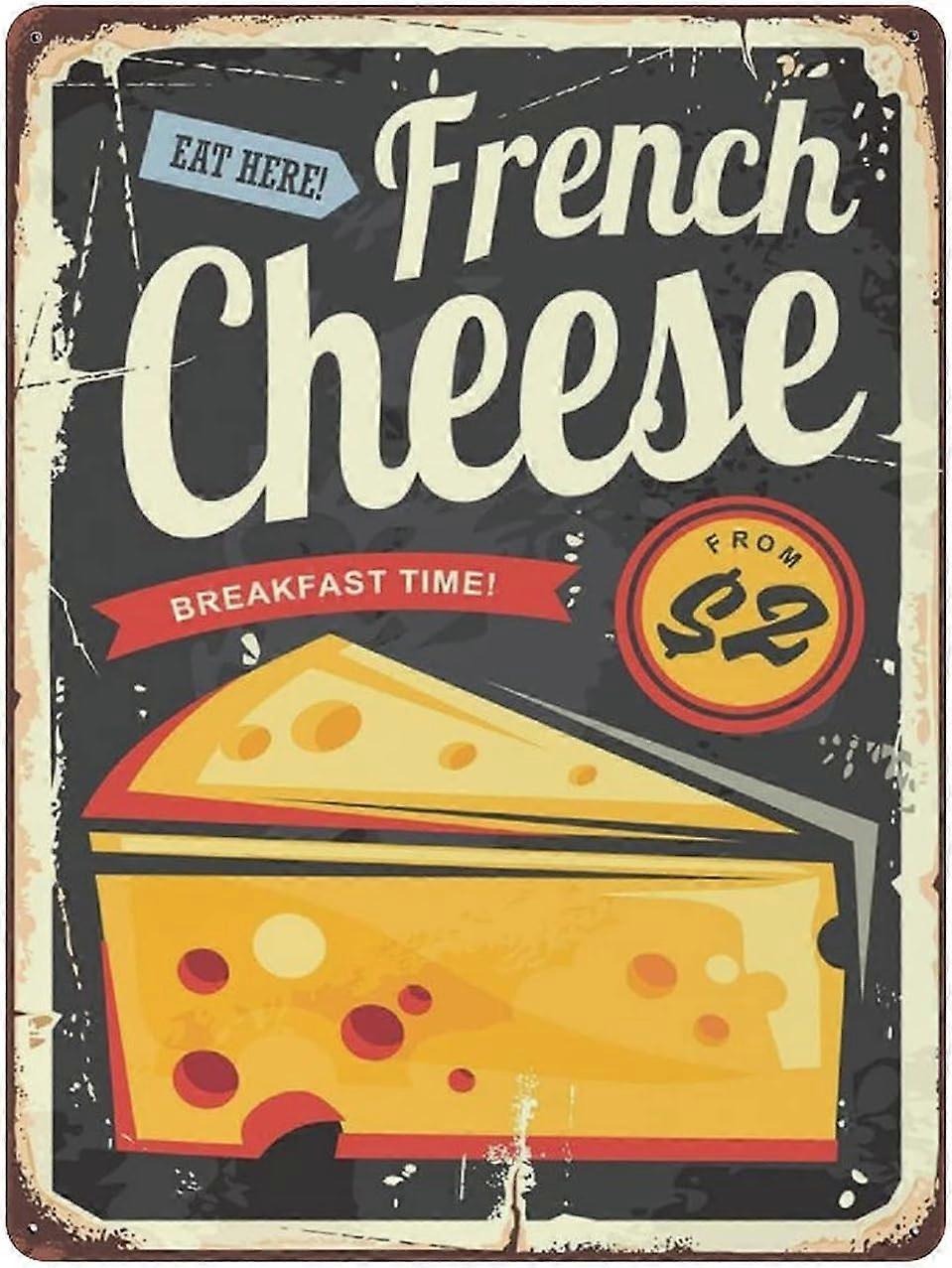 LINCMAN French Cheese Tin Sign Metal Plaque Art Hanging Iron Painting Retro Home Kitchen Garden Gara