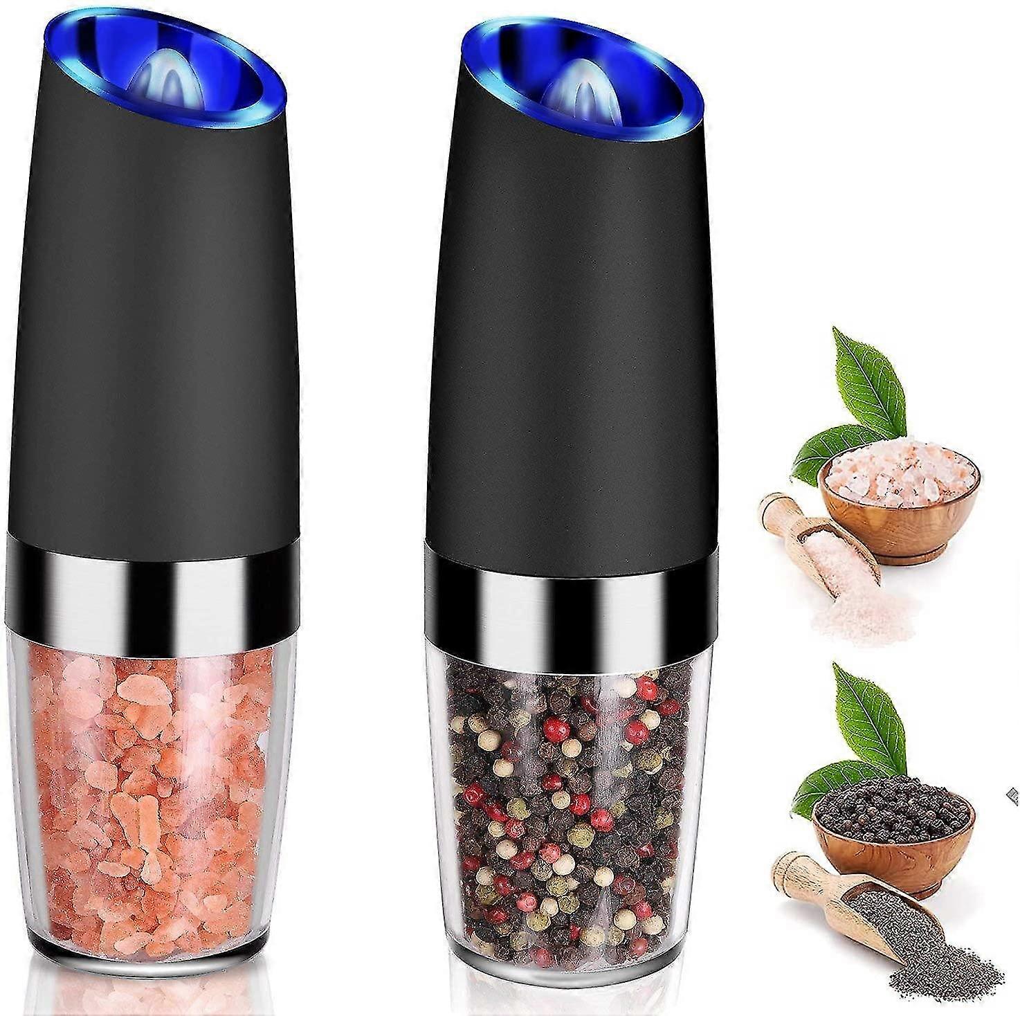 2 Pcs Gravity Electric Salt And Pepper Grinder Set