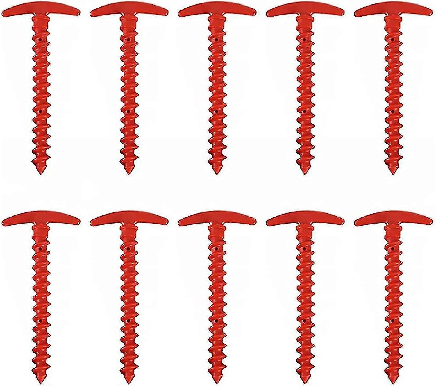 יתדות אוהל קמפינג, קוצים קרקעיים יתדות גינה יתדות אוהל חובה כבדה יתדות אוהל ניילון יתדות לחול חוף אדמה בוצית ערבה 10 חתיכות אדום