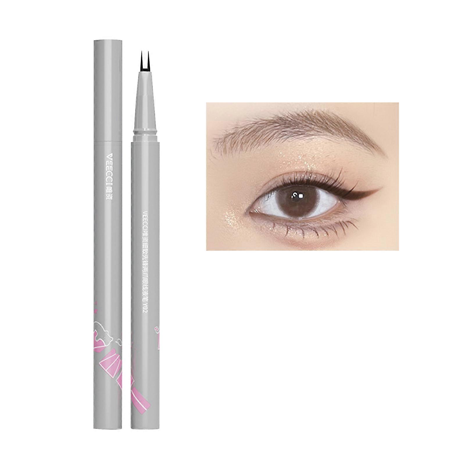 Double Tip Waterproof Eyelash Pencil with Dual-Pronged Tip for Lower Lash Definition and Eye Makeup, Smudge-Resistant Liquid Eyeliner in Black and Bro