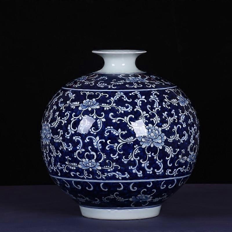 Vibrant Handcrafted Blue & White Pomegranate Vase - Oriental Charm