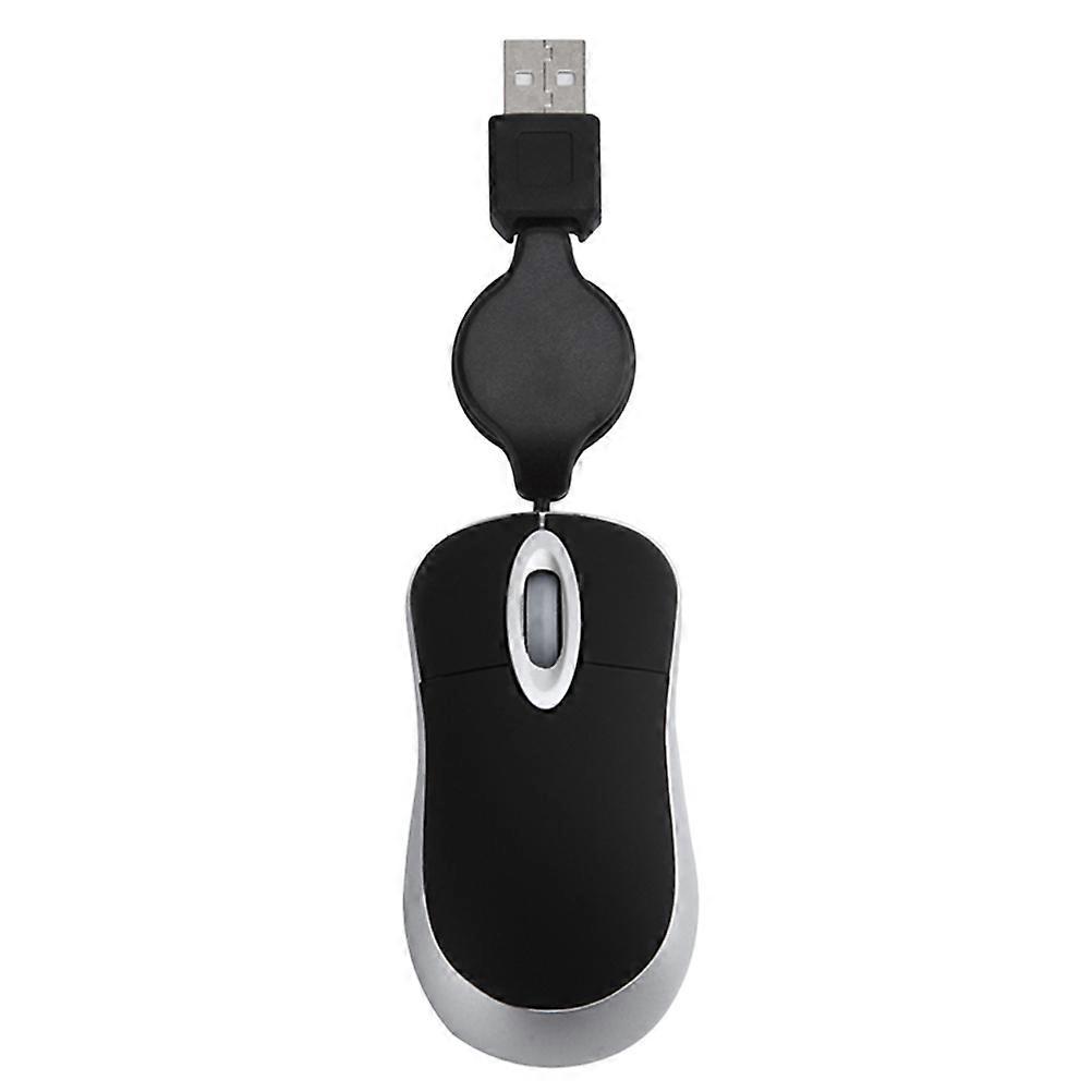 Creative USB Wired Mouse Mini Telescopic Mouse Computer Notebook Mouse Portable Mouse (Black)