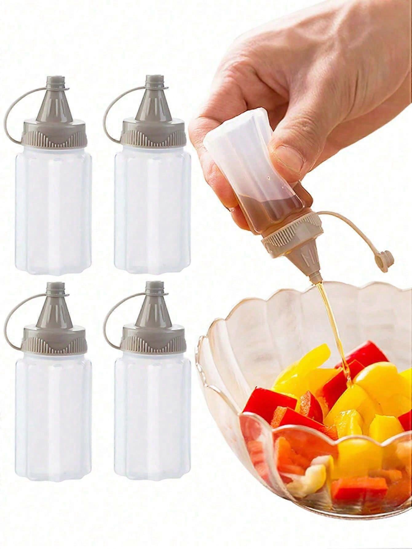 1pc/4pcs Portable Seasoning Squeezing Bottle, Mini Translucent Sauce Jar, Suitable For Outdoor Camping, Picnic