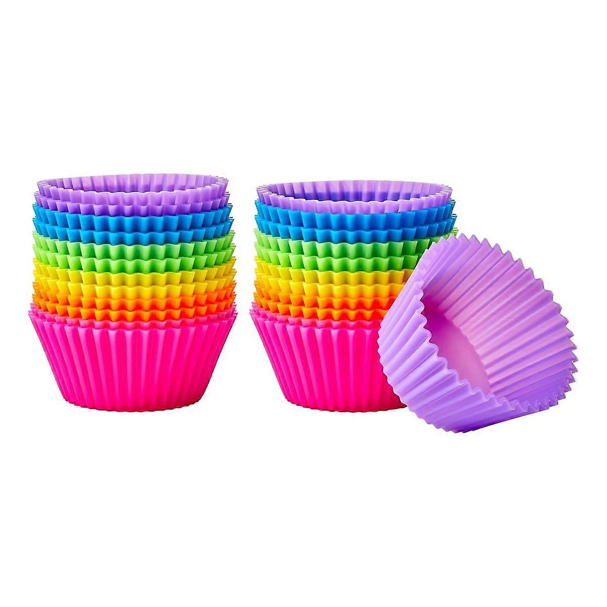 Reusable Silicone Baking Cups, Muffin Liners-Pack of 24, Multicolor