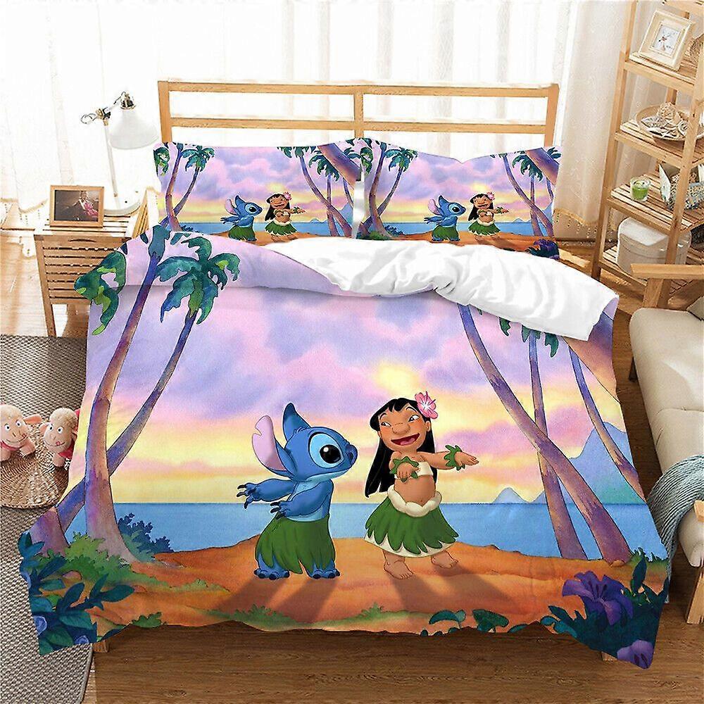 v224 Lençóis Conjunto de Cama Stitch Impresso Conjunto de Capa de Edredão de Cama Conjunto de 3 Peças Conjunto de Cama de 3 Peças (1 Capa de Edredão + 2 Fronhas) y224