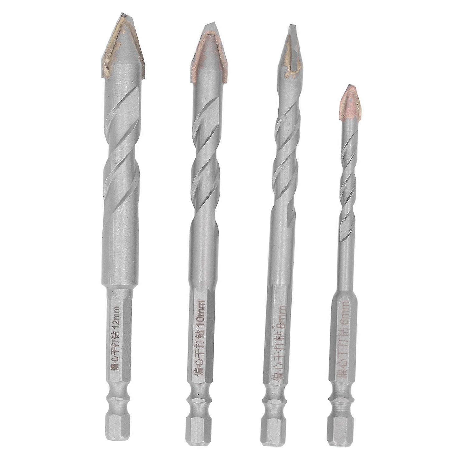 4Pcs Cemented Carbide Twisted Drill Bit Set Multifunctional Sandblast Threaded Masonry Drill Bit for