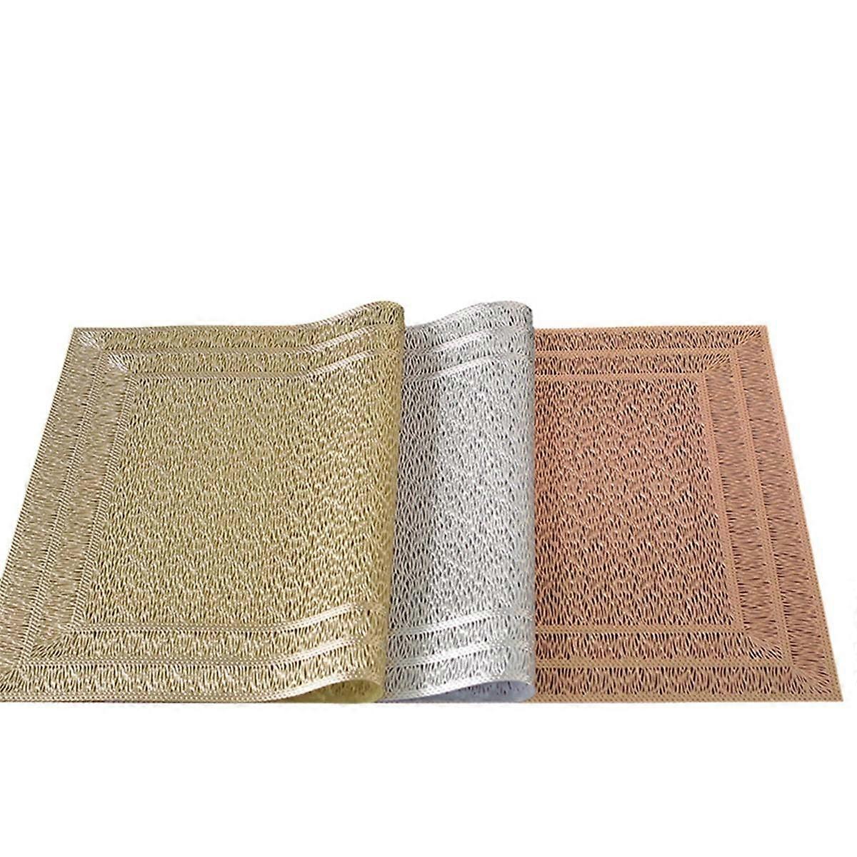 6Pcs Rectangular Woven Table Mat Slip 18x12 Inches Textured Scratch Proof PVC Table Mats, for Kitch