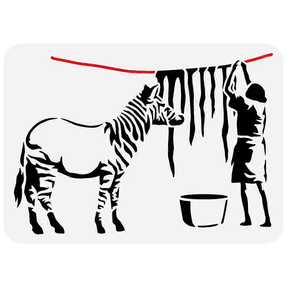 1pc Plastic Drawing Painting Stencils Templates for Painting on Scrapbook Fabric Tiles Floor Furniture Wood Rectangle Zebra Pattern 29.7x21cm