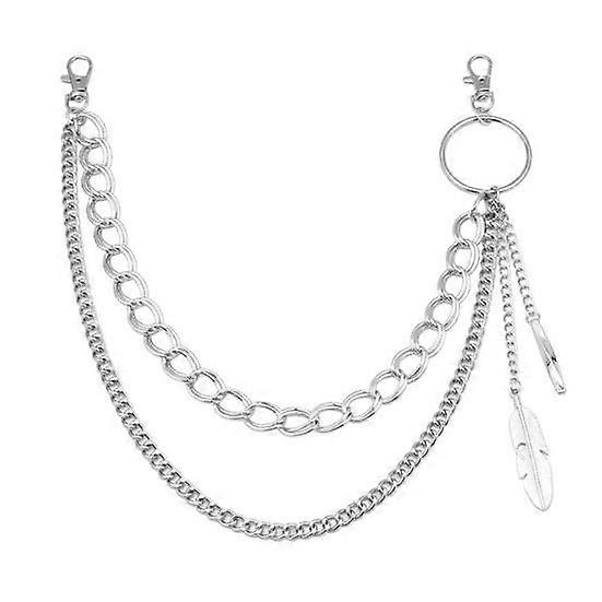 Trouser Chain for Men Women Metal Punk Rock Double-Layer Feather Pants Chain