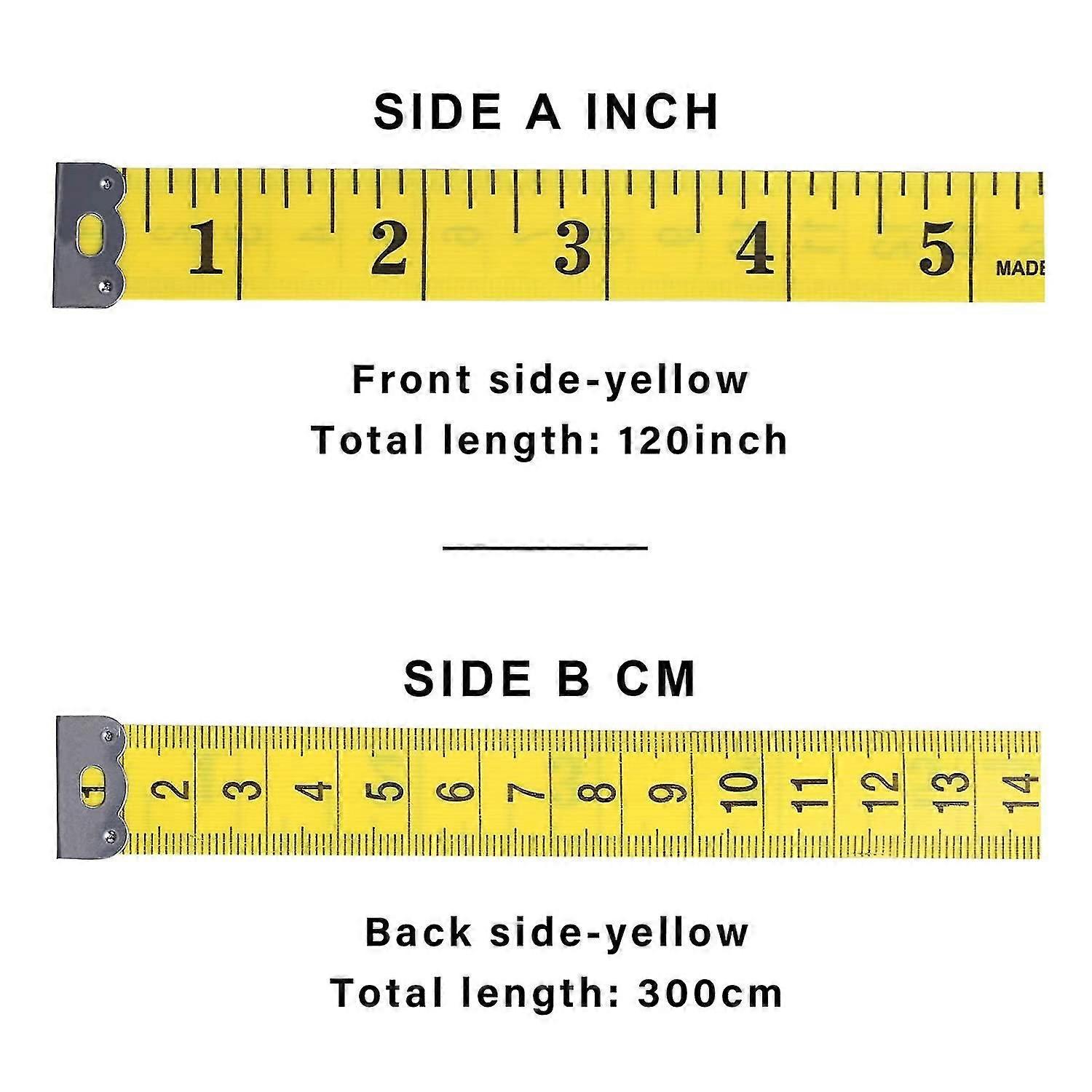 2 Pack Soft Measuring Tape For Body (120in 3m) Double Scale Soft Tape Measure, Pocket Measuring Tape For Sewing Tailor Cloth Body Measurement, Yellow