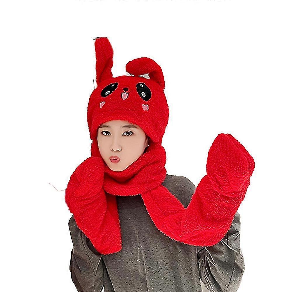 Winter Cap With Scarf Plush Novelty Animal Hat