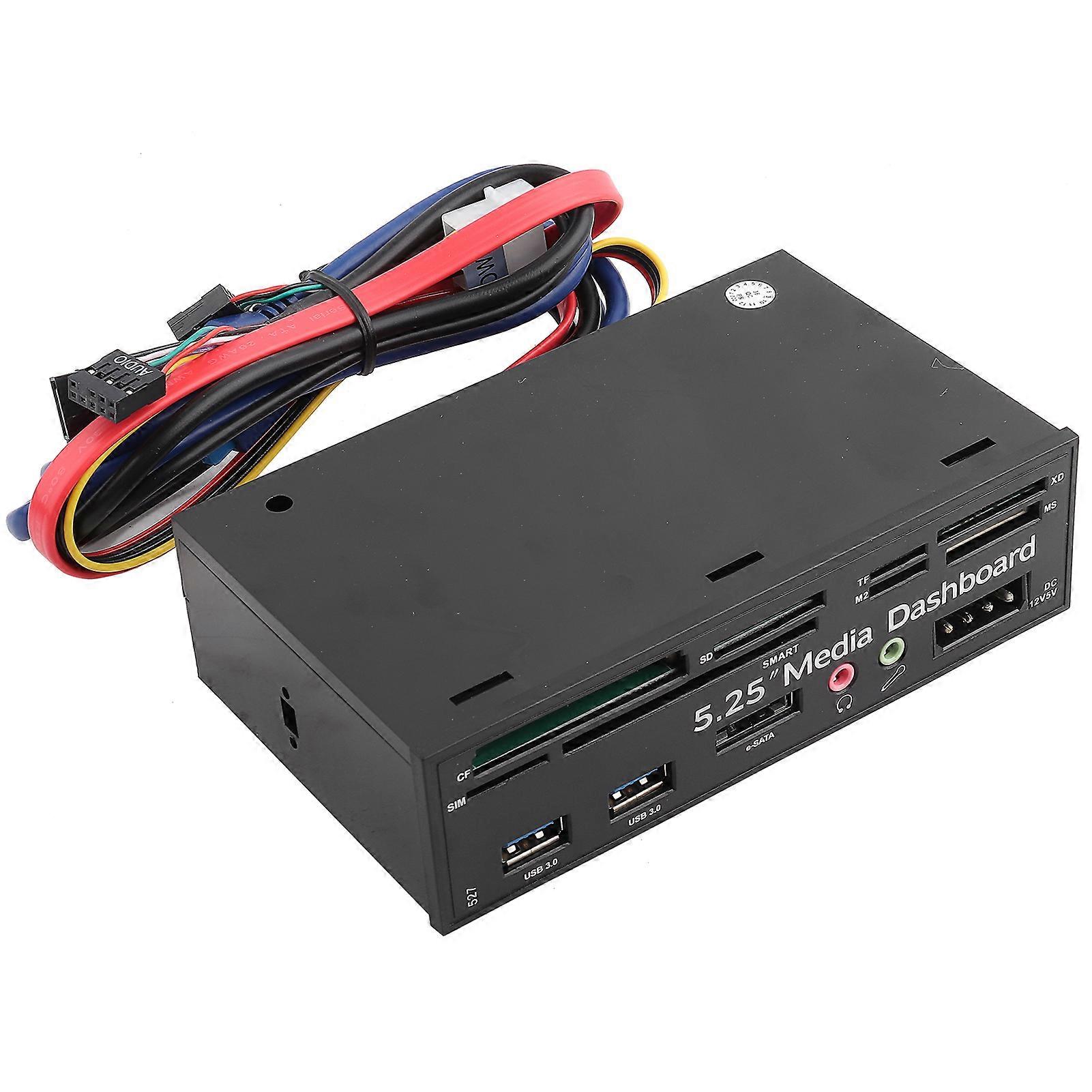 5.25inch PC Multifunction Media Dashboard USB3.0 e‑SATA o SIM/SMART Multi Card Reader