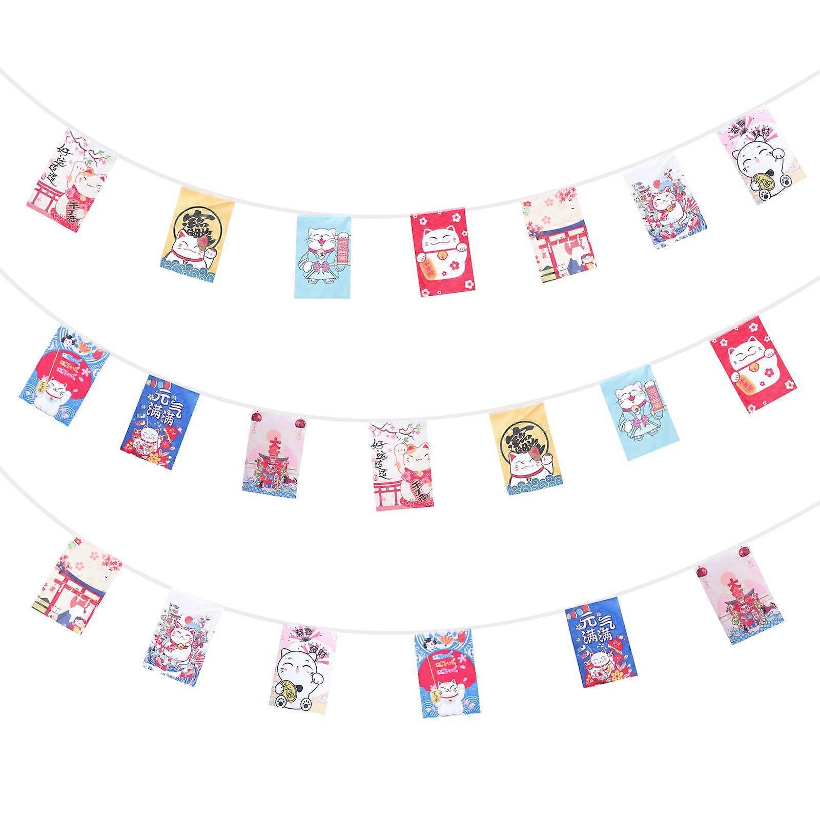 1Pc Japanese Luck Cat String Flag Izakaya Decoration Flag for Shop Decor