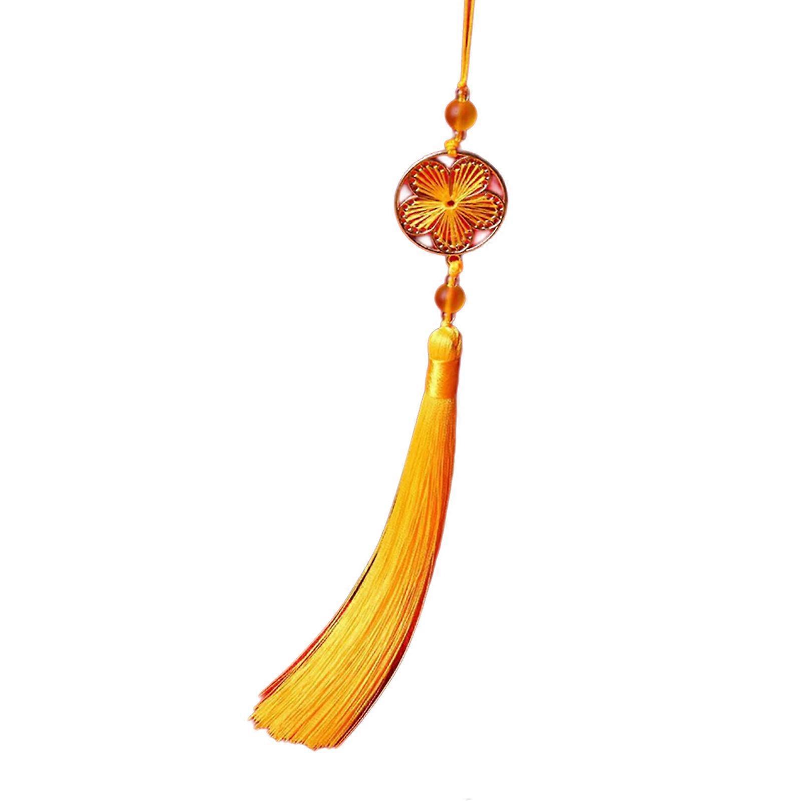 Traditional Han Fu Tassels Pendant With Auspicious Flower Designs for Cultural Enthusiasts and Fashion Seekers Use  Yellow