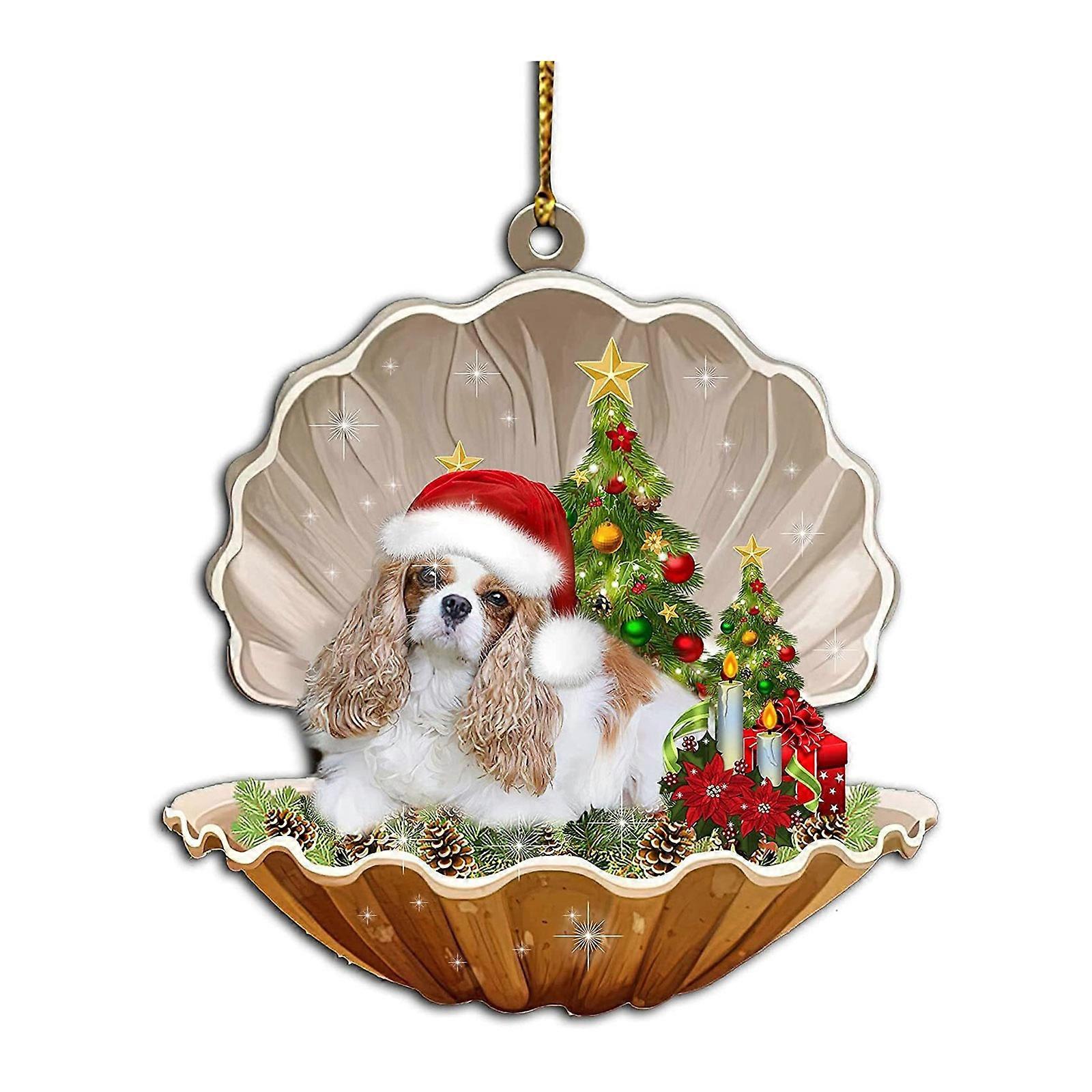 Cartoon Shell Christmas Dog Tree Hanging Ornaments Car Pendant Home Decorations Family Kid Gift for New Year Party Decor