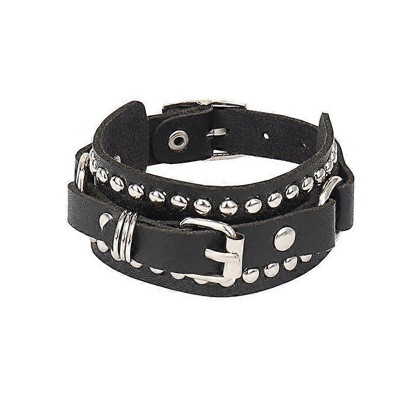 Punk Unique Row Spikes Rivet Stud Wide Cuff Leather Bracelet Punk Gothic Rock Unisex Bangle Bracelet Men Jewelry