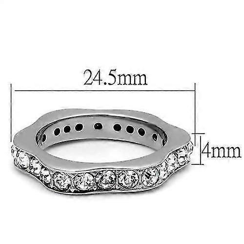 High polished (no plating) Stainless Steel Ring with Top Grade Crystal in Clear for Women Style TK3106