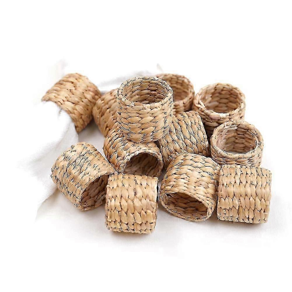 Water Hyacinth Napkin Rings - Rustic Napkin Holder Rings (12pcs)
