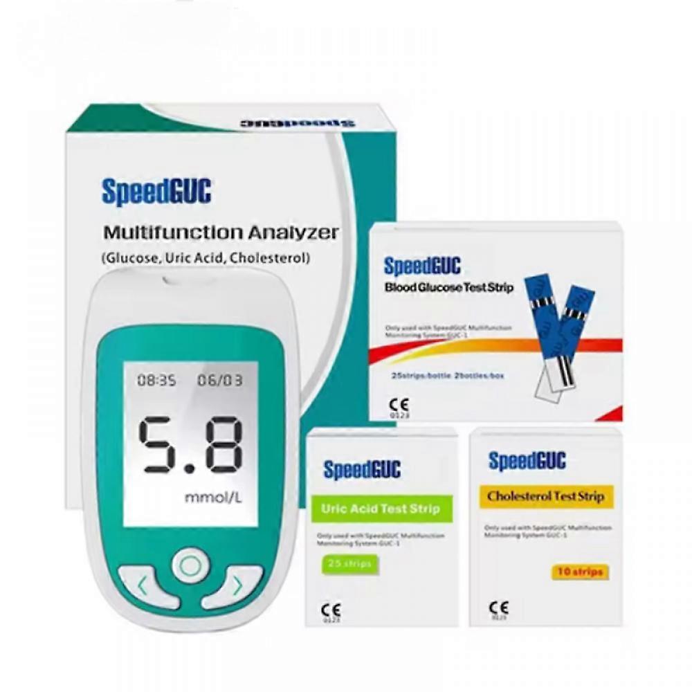 3 IN 1 MULTIFUNCTIONELE GEZONDHEIDSMONITOR (CHOLESTEROL, GLUCOSE EN URINEZUUR), Medisch en Thuisgebruik