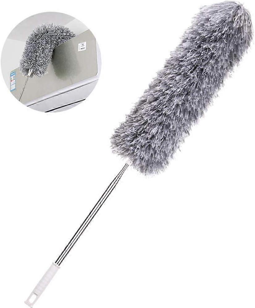 Telescopic duster with anti-static and washable flexible duster handle, fluffy duster for home, car