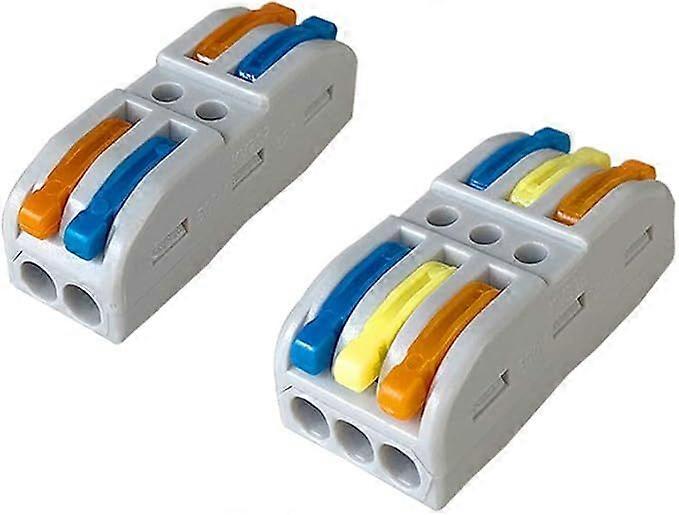 30Pcs SPL-2/SPL-3 Lever-Nut Wire Connectors Set, Conductor Compact Wire Connectors, Compact Spring Connector Terminal Block (Multi-Color Lever)