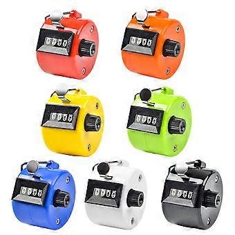 4-Digits Hand Mechanical Counters Clickers Pitch Counter Hand Tally Counters Manual Clickers Mechanical Count to 9999  silver metal