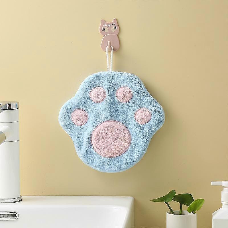 Hand Towel Can Be Hung Up Cat Footprints Cartoon Animal Hand Towel Cleaning Tables Washing Dishes Adult Hand Towels Quick Drying Towel