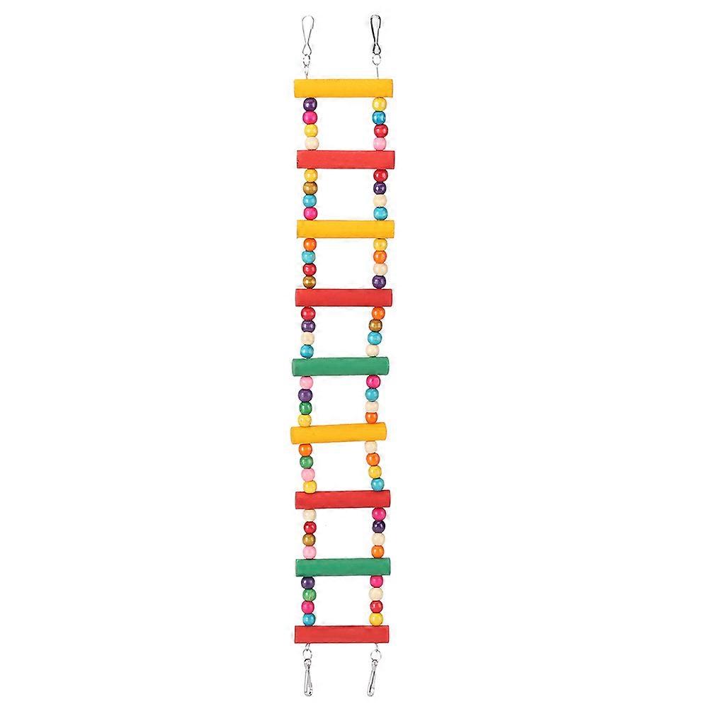 Parrot Pet Bird Hamster Colorful Wooden Ladder Swing Bridge Climbing Toy for Small Animals - Safe and Durable Design